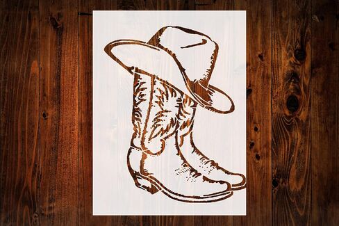 Cowboy Boots and Hat Stencil Set, 9x7.5 Inches Mylar for Crafting and Decor in Saudi Arabia