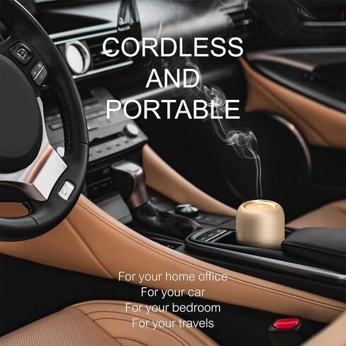 Premium Portable Essential Oil Diffuser (Champagne Gold) | Aluminum Alloy, Humidifier, Aromatherapy, 65ml Capacity, 3 Light Modes, Rechargeable, Battery Powered, Wireless, USB Charge in Saudi Arabia