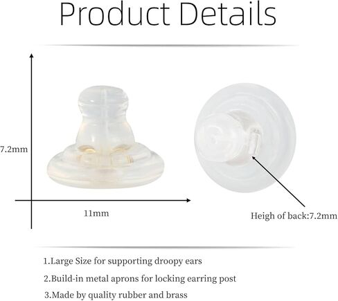 بدائل الأقراط للأذنين المتدلية، ظهور الأقراط السيليكون JIACHARMED للأزرار الكبيرة، دعامات رفع الأقراط الكبيرة، دعامات دعم القرط المطاطية الشفافة للأقراط الثقيلة، 6 قطع من الألوان المختلطة in Kuwait