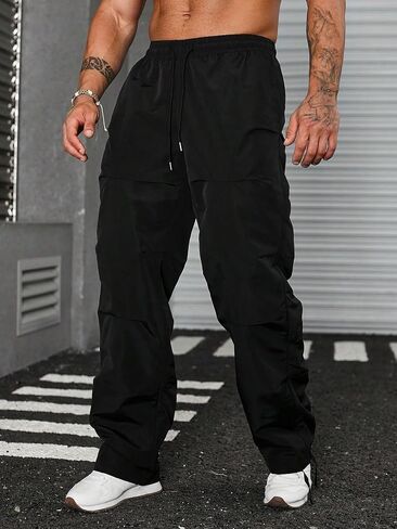 OYOANGLE Men's Casual Drawstring Elastic Waist Long Pants Loose Trousers with Pocket in Saudi Arabia