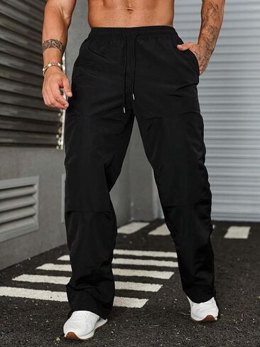 OYOANGLE Men's Casual Drawstring Elastic Waist Long Pants Loose Trousers with Pocket in Saudi Arabia