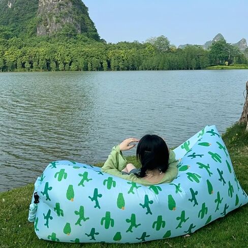 Inflatable Couch for Camping,Inflatable Lounger Air Sofa Chair,Portable Festival Couch for Outdoor, Beach, Hiking, Picnics, Music Festivals (Cactus) in Saudi Arabia