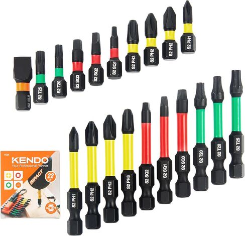Kendo 22 Piece Impact Hex Head Wrench Bit Set with Magnetic CNC Machined Tip, 1/4 Hex Shank S2 Steel Hex Bits, 2" Long, 20+1 Pack (Metric and SAE) in Saudi Arabia