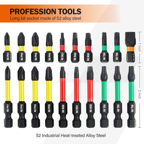 Kendo 22 Piece Impact Hex Head Wrench Bit Set with Magnetic CNC Machined Tip, 1/4 Hex Shank S2 Steel Hex Bits, 2" Long, 20+1 Pack (Metric and SAE) in Saudi Arabia