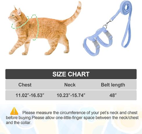 shudyear Cat Harness, Safety Leash Set for outings and Travelling to Prevent Cats from Escaping - Adjustable Kitten Safety Leash, Soft and Comfortable for Small and Medium Sized Cats (Blue, M) in Saudi Arabia