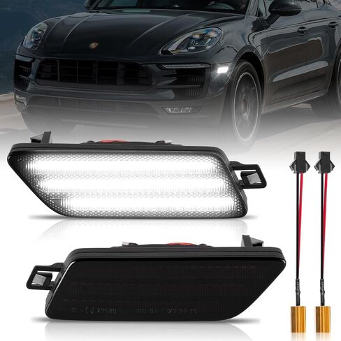 Front Bumper Side Marker Lights Assembly, Amber Full LED Blinker Signal Lamps Kits for 2014-2022 Porsche Ma-can 95B945119 95B945120-Clear lens in Kuwait