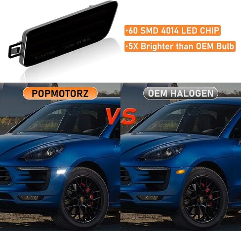Front Bumper Side Marker Lights Assembly, Amber Full LED Blinker Signal Lamps Kits for 2014-2022 Porsche Ma-can 95B945119 95B945120-Clear lens in Kuwait