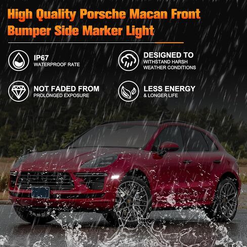Front Bumper Side Marker Lights Assembly, Amber Full LED Blinker Signal Lamps Kits for 2014-2022 Porsche Ma-can 95B945119 95B945120-Clear lens in Kuwait