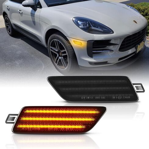 Front Bumper Side Marker Lights Assembly, Amber Full LED Blinker Signal Lamps Kits for 2014-2022 Porsche Ma-can 95B945119 95B945120-Clear lens in Kuwait