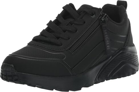 Skechers Kids Girls Uno Lite-Easy Zip Sneaker, Black/Black, 5.5 Big Kid in Saudi Arabia