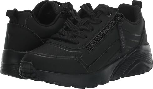 Skechers Kids Girls Uno Lite-Easy Zip Sneaker, Black/Black, 5.5 Big Kid in Saudi Arabia