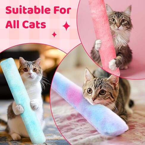 ألعاب النعناع البري للقطط من YASUOA - 3 قطع وسائد ناعمة من القطيفة للقطط ألعاب مضغ للعبة القطط المملوءة بالنعناع البري لإصدار صوت صرير تفاعلي داخل المنزل، لعب ممتع للقطط، وردي أخضر أرجواني متدرج، 34 * 5 سم in Kuwait