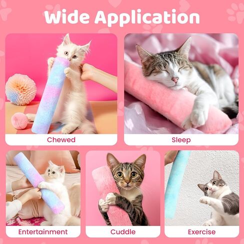 ألعاب النعناع البري للقطط من YASUOA - 3 قطع وسائد ناعمة من القطيفة للقطط ألعاب مضغ للعبة القطط المملوءة بالنعناع البري لإصدار صوت صرير تفاعلي داخل المنزل، لعب ممتع للقطط، وردي أخضر أرجواني متدرج، 34 * 5 سم in Kuwait