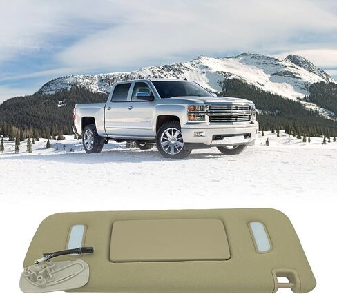 22850306 Sun Visor Left Driver Side Beige w/Mirror for 2007-2013 Chevy Avalanche Silverado Suburban 1500 2500 3500 2007-2014 Cadillac Escalade ESV Chevy Tahoe GMC Yukon in Saudi Arabia