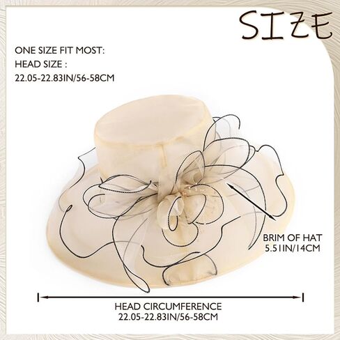 Wooee اللؤلؤ الكنيسة القبعات للنساء الأورجانزا الكنيسة قبعة الفاسناتور قبعة الشمس الزفاف الشاي حفل زفاف الصيف الكشكشة قبعة in Kuwait