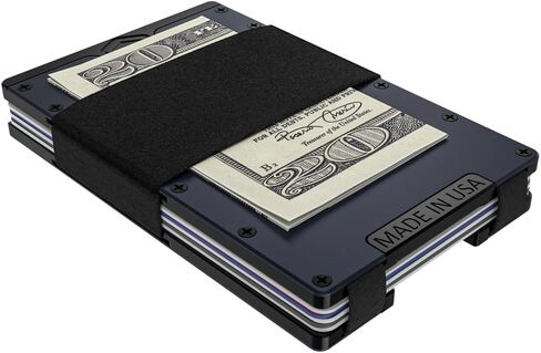 Slim Wallets for Men - Metal Card Holder Wallet Made in USA - RFID Blocking Minimalist Wallet - Aluminum Wallet With Cash Strap - Front Pocket Wallet for Men in Saudi Arabia