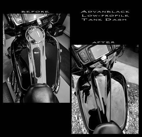 Low-Profile, Smooth, Tank Dash Console & Pop Up, Fuel Gas Cap Fit for 2009-2023, Harley Touring, Street Glide, Road Glide (Vivid Black, Black Gas Gap) in Saudi Arabia