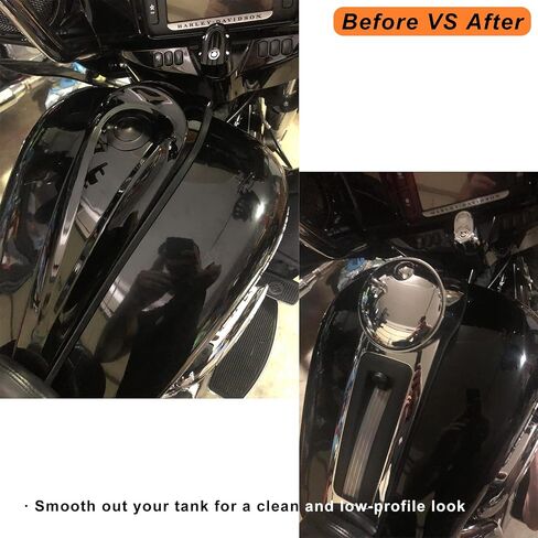 Low-Profile, Smooth, Tank Dash Console & Pop Up, Fuel Gas Cap Fit for 2009-2023, Harley Touring, Street Glide, Road Glide (Vivid Black, Black Gas Gap) in Saudi Arabia