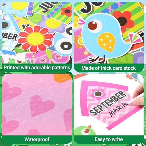48 Pcs Birthday Classroom Bulletin Board Set Flowers Boho Birds Nest Happy Birthday Bulletin Board Supplies Wall Decorations Bee Tree Branches Month Cutouts for Birthday Calendars Decor in Saudi Arabia