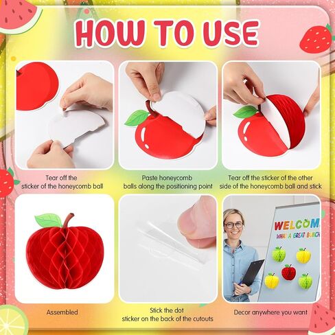 Qilery 87 Pieces Fall Theme Classroom Decorations Motivational Fruit Bulletin Board Set Apples Cutouts Honeycomb Tissue Paper Apples for Thanksgiving Primary Middle School Wall Door Blackboard Decor in Saudi Arabia