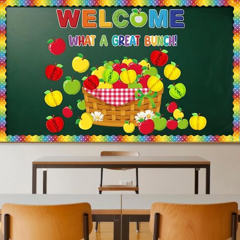 Qilery 87 Pieces Fall Theme Classroom Decorations Motivational Fruit Bulletin Board Set Apples Cutouts Honeycomb Tissue Paper Apples for Thanksgiving Primary Middle School Wall Door Blackboard Decor in Saudi Arabia