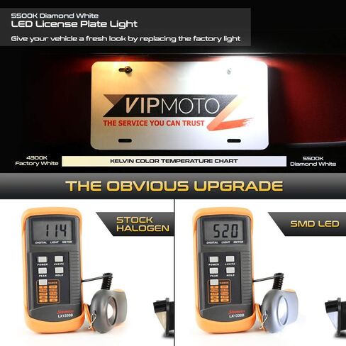 VIPMOTOZ Full LED License Plate Light Tag Lamp Assembly For Chevy Corvette Impala Monte Carlo GMC S15 Sonoma Pontiac Grand Prix Firebird Buick Oldsmobile Models 6000K White 2-Piece Set Replacement in Saudi Arabia
