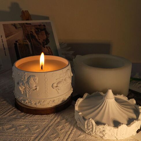 قوالب الراتنج صندوق تخزين قوالب السيليكون، جرة تخزين المجوهرات الدائرية قالب الراتنج مع غطاء، قوالب السيليكون لراتنجات الايبوكسي حامل الشموع DIY حامل القلم الفنون والحرف اليدوية ديكور المنزل in Kuwait