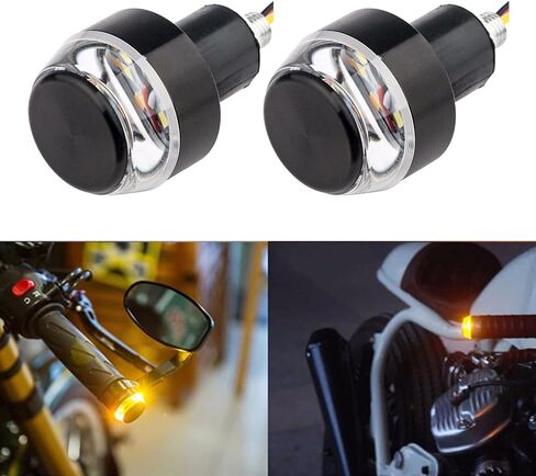 Kewucn 2 PCS Motorcycle Handlebar End LED Lights, Dual Color Turn Signal & Running Lights, 12V Side Marker and Direction Indicator Light, Universal Motorcycles Accessories (White to Blue) in Kuwait