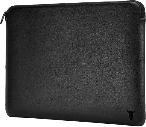 TORRO Laptop Case – Genuine Leather Laptop Sleeve with Zip Closure and Wool Felt Lining Compatible with 13 to 15.6 inch Laptops (Black) in Saudi Arabia