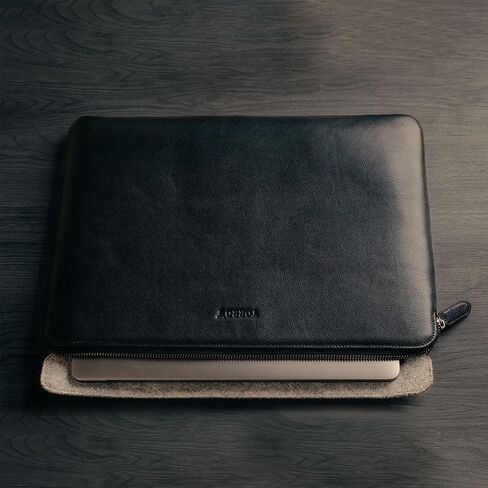 TORRO Laptop Case – Genuine Leather Laptop Sleeve with Zip Closure and Wool Felt Lining Compatible with 13 to 15.6 inch Laptops (Black) in Saudi Arabia