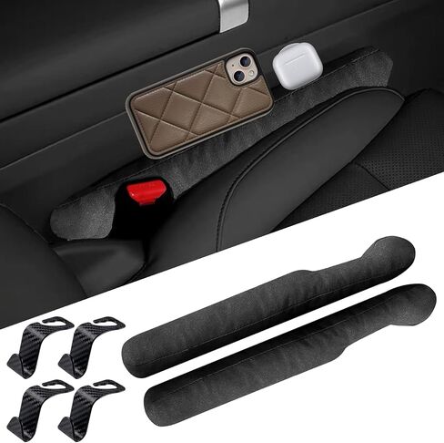 Car Seat Gap Filler Organizer, 2 Pcs Car Seat Organizer Front Seat Gap Filler, Common Fit Organizer Stop Things from Dropping,4 Pcs Car Seat Headrest Hook(6 Pack) in Saudi Arabia
