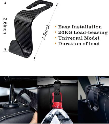 Car Seat Gap Filler Organizer, 2 Pcs Car Seat Organizer Front Seat Gap Filler, Common Fit Organizer Stop Things from Dropping,4 Pcs Car Seat Headrest Hook(6 Pack) in Saudi Arabia