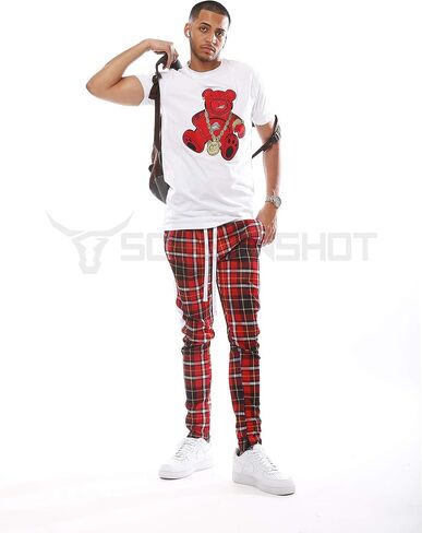 SCREENSHOT-Track Pants Fashion P41902 Mens Premium Straight Fit Athletic Fitness Fashion Urban Streetwear Bottoms in Saudi Arabia