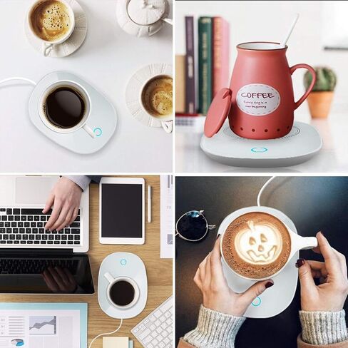 سخان القهوة للقدح مع إيقاف التشغيل التلقائي للحفاظ على درجة حرارة تصل إلى 131 درجة فهرنهايت/ 55 درجة مئوية، يستخدم بأمان للمكتب/المنزل لتدفئة شمع تسخين القهوة والشاي والحليب (أسود) in Kuwait