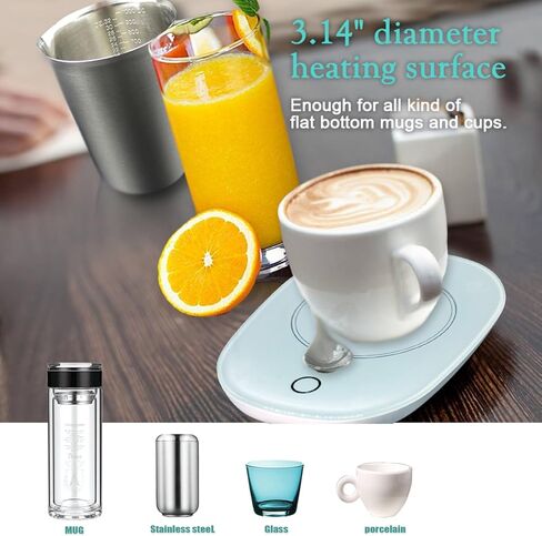 سخان القهوة للقدح مع إيقاف التشغيل التلقائي للحفاظ على درجة حرارة تصل إلى 131 درجة فهرنهايت/ 55 درجة مئوية، يستخدم بأمان للمكتب/المنزل لتدفئة شمع تسخين القهوة والشاي والحليب (أسود) in Kuwait