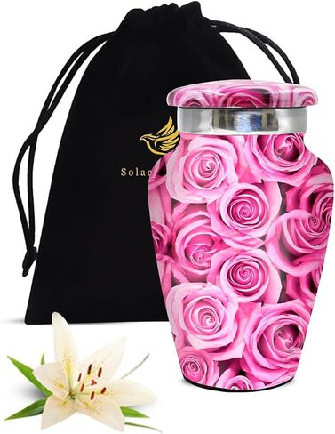 Pink Rose Urn for Ashes for Women - Pink Keepsake Urn - Small Urn for Human Ashes with Box and Bag - Mini Urn Pink - Memorial Cremation Urn - Honor Your Loved One with Funeral Urn for Female & Infant in Saudi Arabia