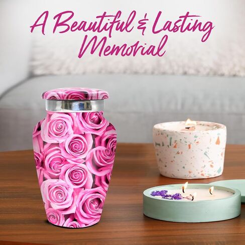 Pink Rose Urn for Ashes for Women - Pink Keepsake Urn - Small Urn for Human Ashes with Box and Bag - Mini Urn Pink - Memorial Cremation Urn - Honor Your Loved One with Funeral Urn for Female & Infant in Saudi Arabia