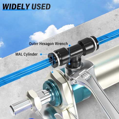 TAILONZ PNEUMATIC ذكر فرع تي شيرت 1/4 بوصة أنبوب OD × 1/4 بوصة NPT خيط دفع لتوصيل التركيبات PT-1/4-N2 (عبوة من 10) in Saudi Arabia
