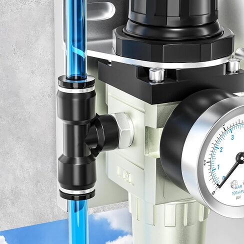 TAILONZ PNEUMATIC ذكر فرع تي شيرت 1/4 بوصة أنبوب OD × 1/4 بوصة NPT خيط دفع لتوصيل التركيبات PT-1/4-N2 (عبوة من 10) in Saudi Arabia