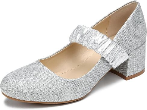 WSKEISP Mary Jane Dress Shoes for Women Closed Round Toe Chunky Low Heels Dressy Slip On Wedding Work Pumps Shoes in Saudi Arabia