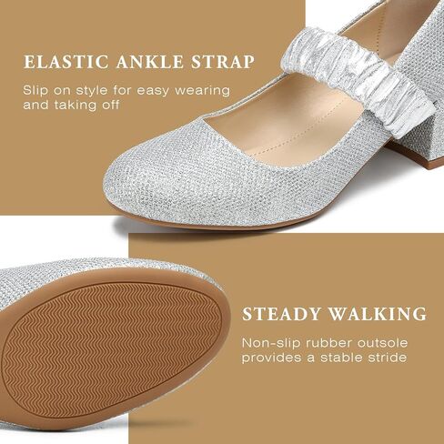 WSKEISP Mary Jane Dress Shoes for Women Closed Round Toe Chunky Low Heels Dressy Slip On Wedding Work Pumps Shoes in Saudi Arabia