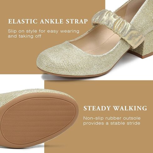 WSKEISP Mary Jane Dress Shoes for Women Closed Round Toe Chunky Low Heels Dressy Slip On Wedding Work Pumps Shoes in Saudi Arabia