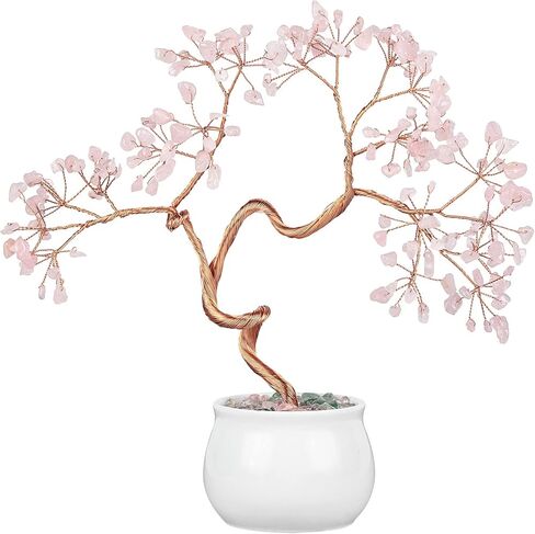 شجرة كريستال الزبرجد العلاجية من شاكرا مع قاعدة سيراميك، مصنوعة يدويًا من حجر فنغ شوي بونساي شجرة المال لتزيين المنزل من أجل الثروة in Kuwait