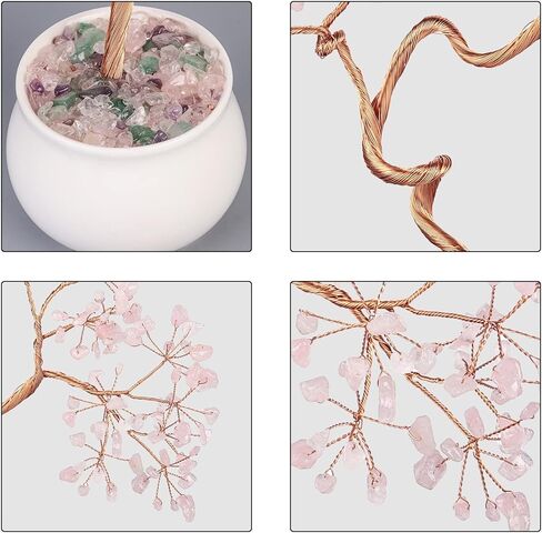شجرة كريستال الزبرجد العلاجية من شاكرا مع قاعدة سيراميك، مصنوعة يدويًا من حجر فنغ شوي بونساي شجرة المال لتزيين المنزل من أجل الثروة in Kuwait