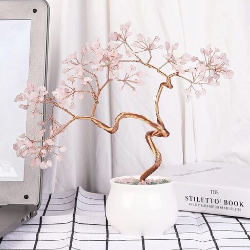 شجرة كريستال الزبرجد العلاجية من شاكرا مع قاعدة سيراميك، مصنوعة يدويًا من حجر فنغ شوي بونساي شجرة المال لتزيين المنزل من أجل الثروة in Kuwait