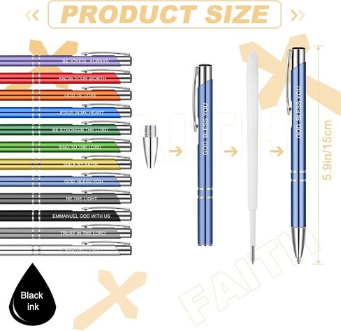 Spakon Bible Verse Ballpoint Pen Inspirational Pens Bulk Metal Motivational Journal Pens Religious Christian Gifts for Women Men(36 Pieces) in Saudi Arabia