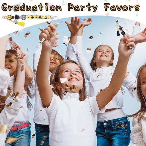 Patelai 16 Sets Graduation Gifts Bead Pens Plastic Beadable Pens Beaded Pen Supplies with 50 Graduation Wood Beads 16 Tassel Pendants 16 Graduation Cap Charm 30 Spacer Beads for Kids Students Nurses in Saudi Arabia