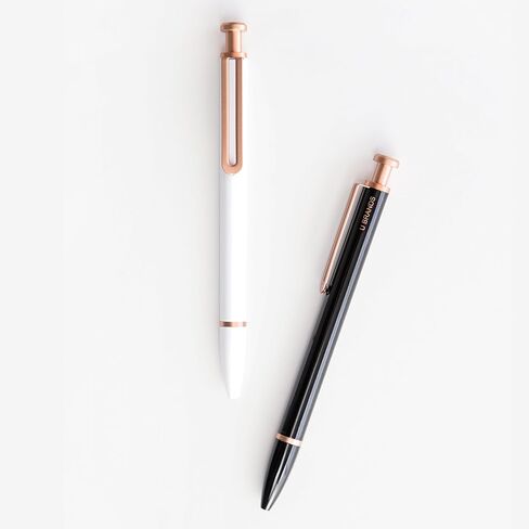 U Brands Monterey Ballpoint Pens, Set of 2, Black and White With Gold Details, Bold (1.0 mm) Point, Black Ink in Saudi Arabia