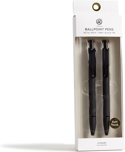 U Brands Monterey Ballpoint Pens, Set of 2, Black and White With Gold Details, Bold (1.0 mm) Point, Black Ink in Saudi Arabia