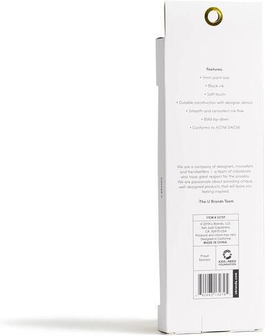 U Brands Monterey Ballpoint Pens, Set of 2, Black and White With Gold Details, Bold (1.0 mm) Point, Black Ink in Saudi Arabia
